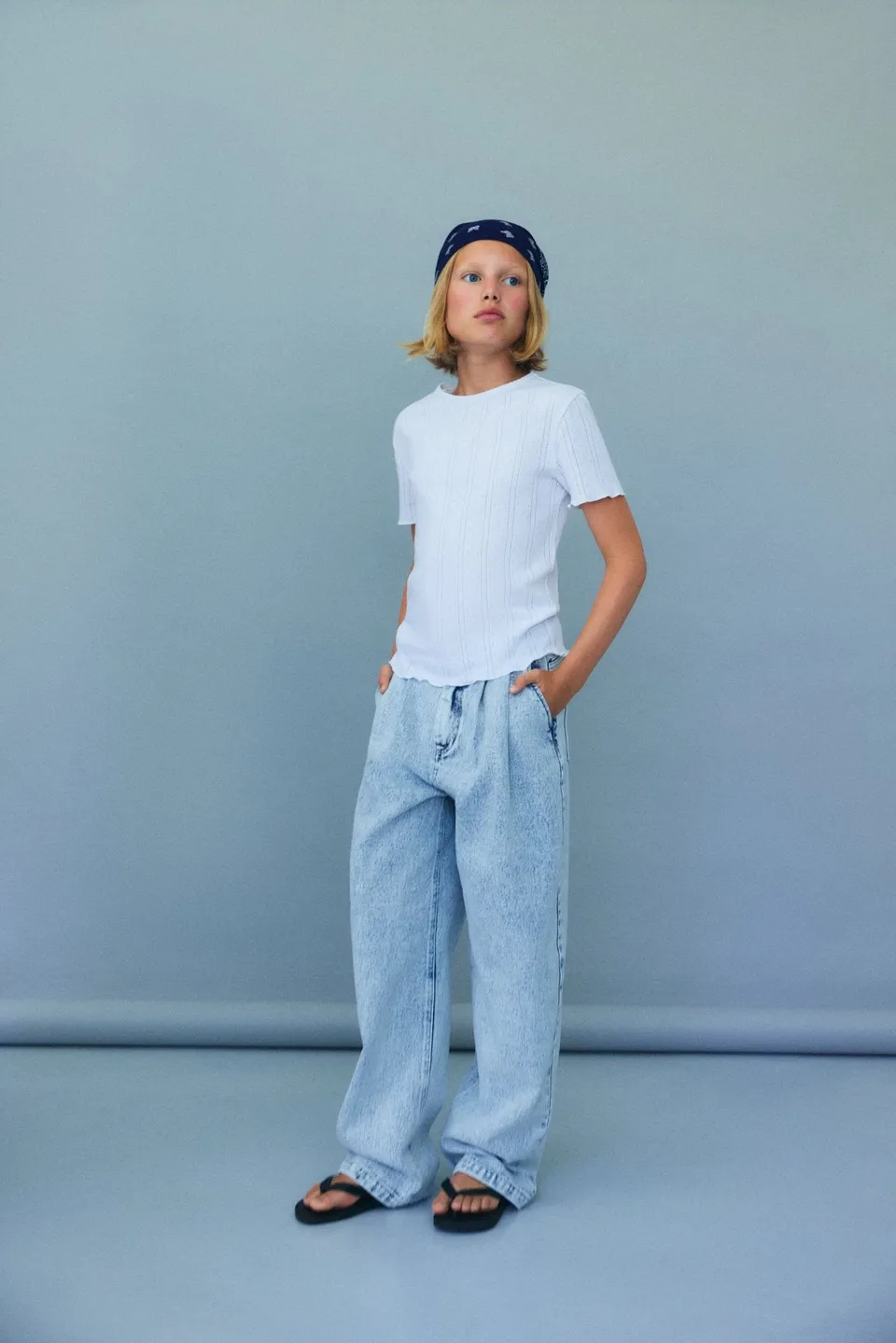 The New Society TNS Pleat jeans teen denim sbiadito