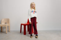 The New Society Dree pantalone bimba Rumba Red velluto
