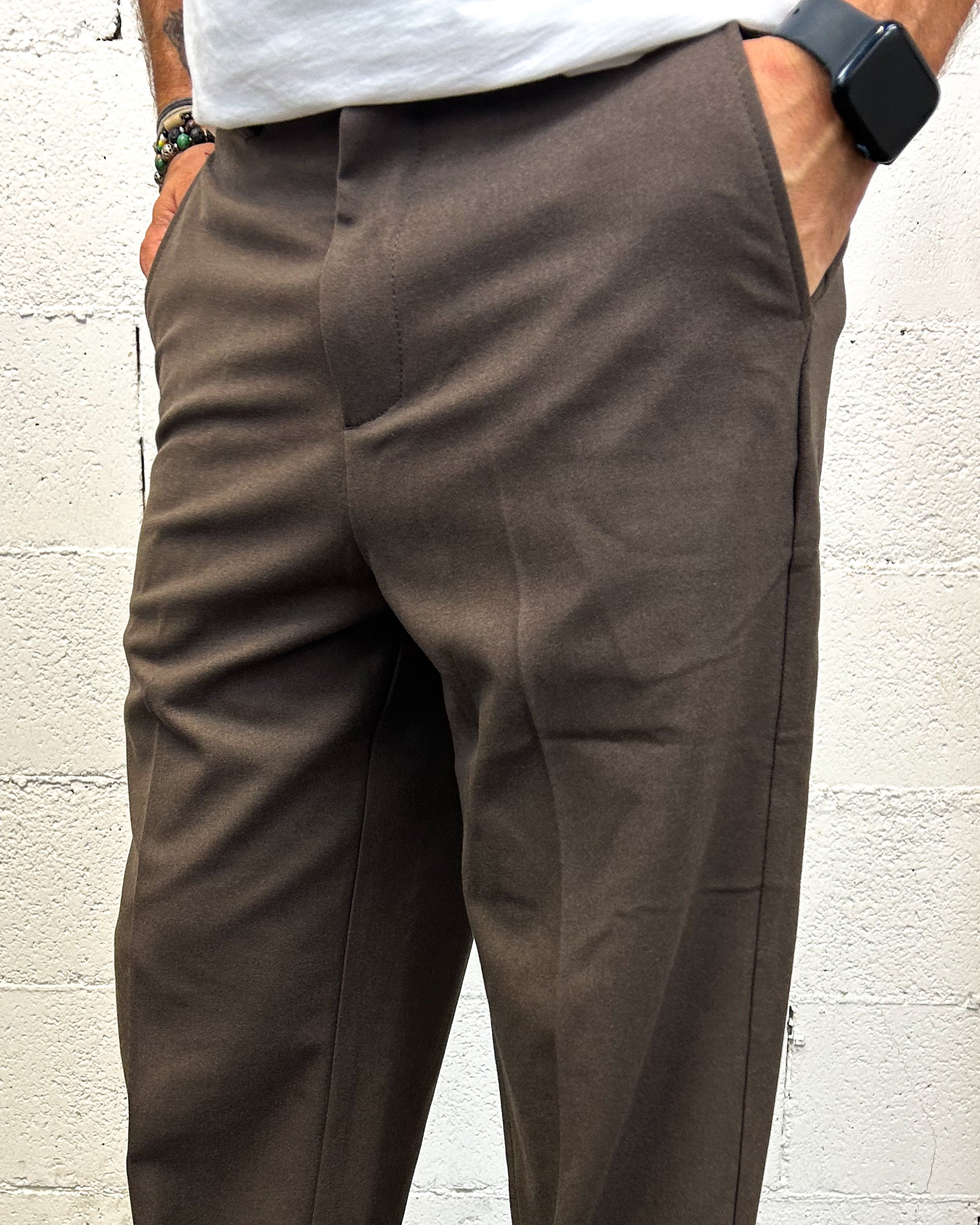 ONLYONE GIANNI LUPO Coffee pantalone loose taglia vera