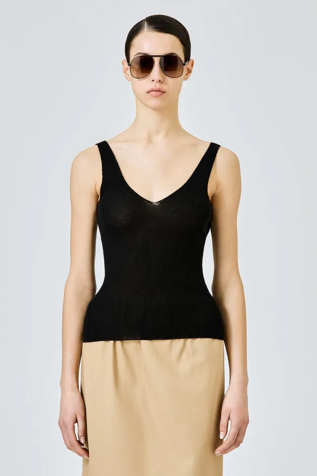 Sa Su Phi canotta coste cashmere nera 38