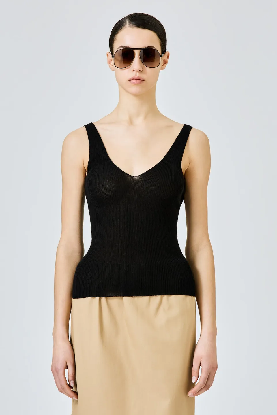 Sa Su Phi canotta coste cashmere nera 38