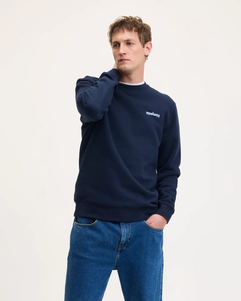 GOODPEOPLE Lito Artwork maglione cotone navy