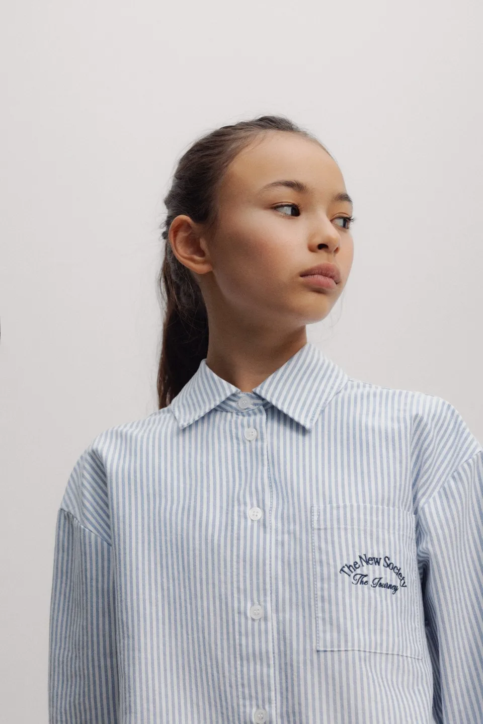 The New Society Finn Teen camicia teen righe Tencel leggero