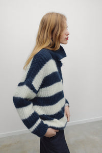 THE NEW SOCIETY Ellie polo lana mohair righe Black Iris