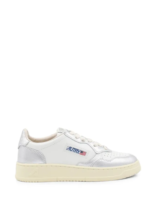 Autry Medalist AULW Sneakers Bianche Pelle Argento