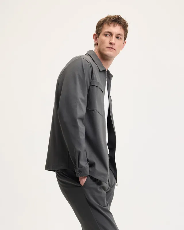 GOODPEOPLE Lavi camicia jersey verde scuro con zip