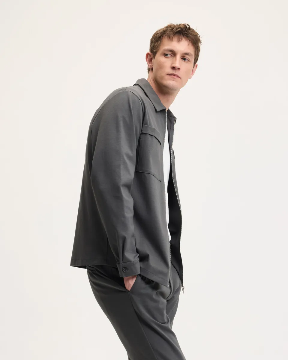 GOODPEOPLE Lavi camicia jersey verde scuro con zip