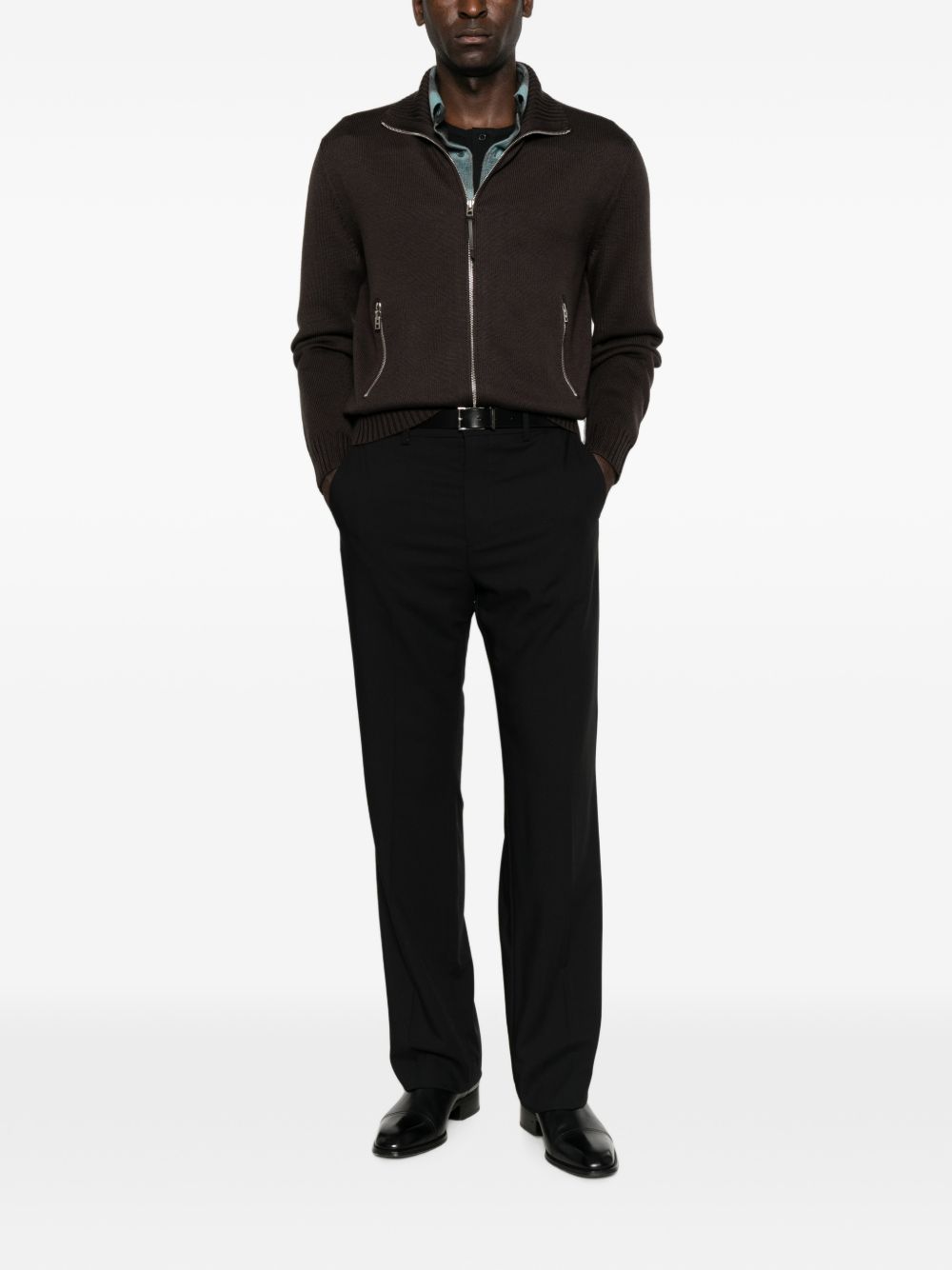 Tom Ford KZL027 maglia uomo marrone cioccolato