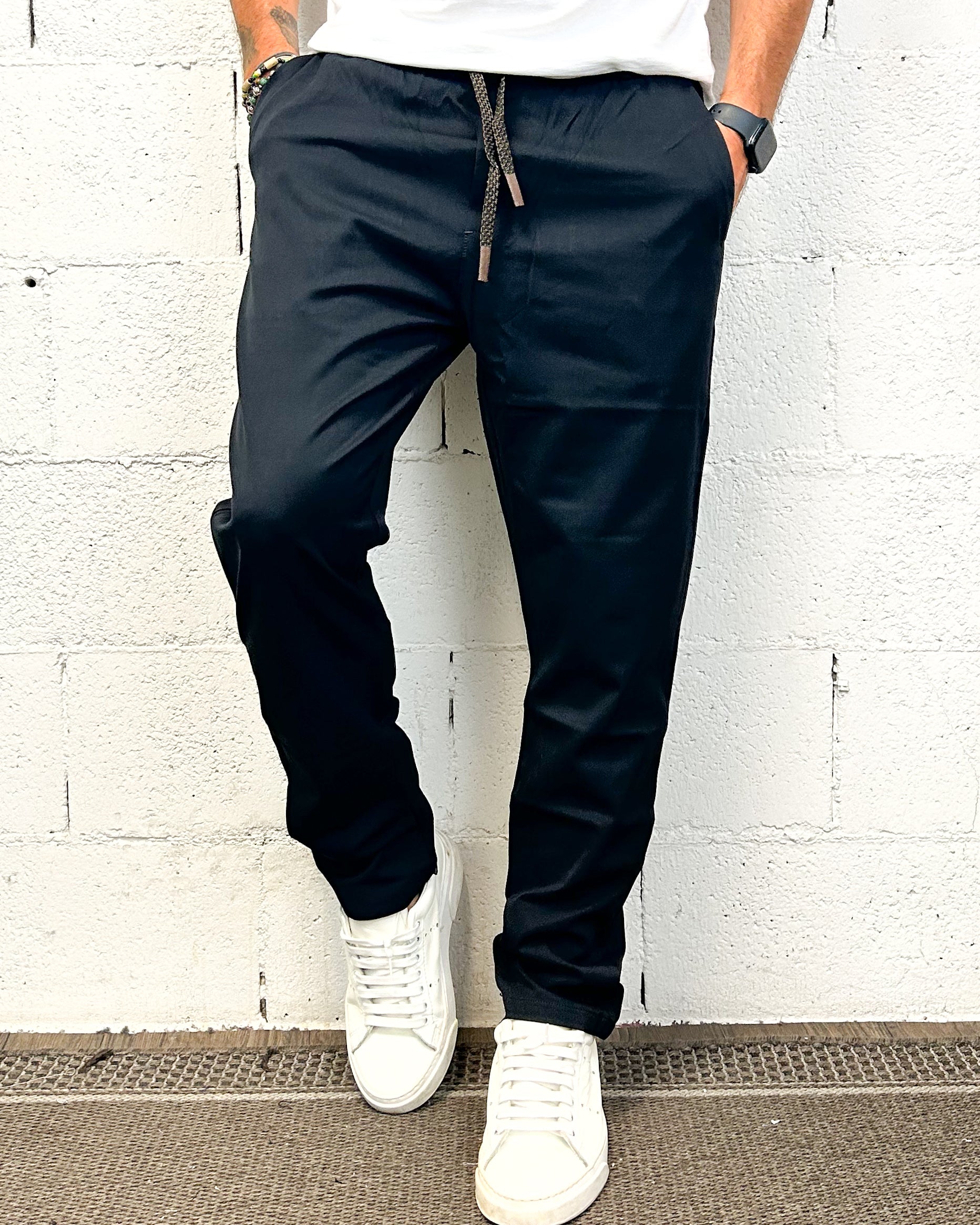 ONLYONE Gianni Lupo Leonard pantalone carrot fit blu navy