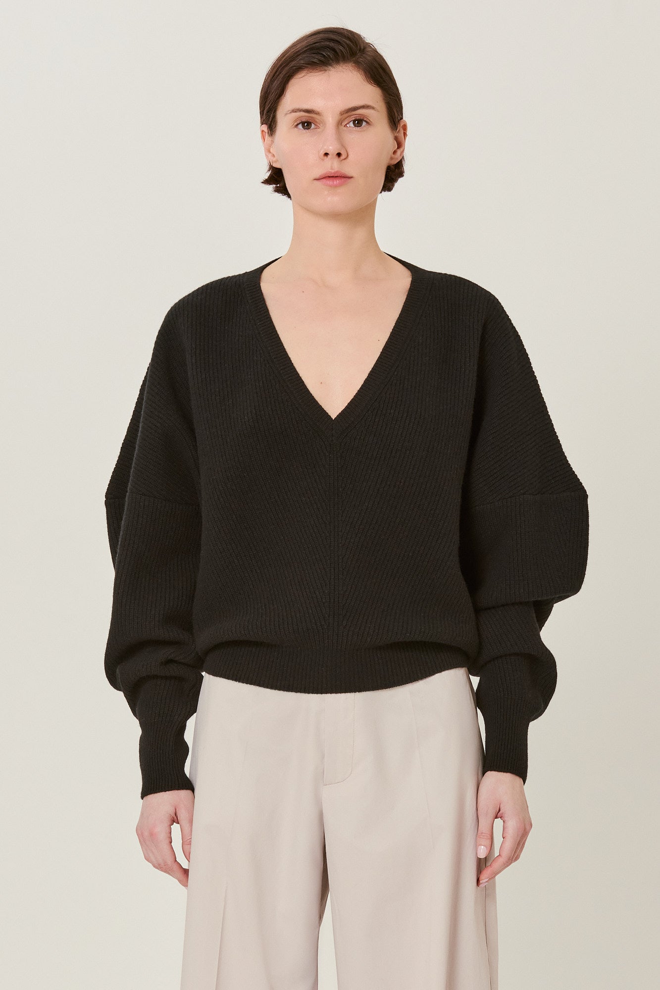 Sa Su Phi maglione coste misto cashmere manica 3/4