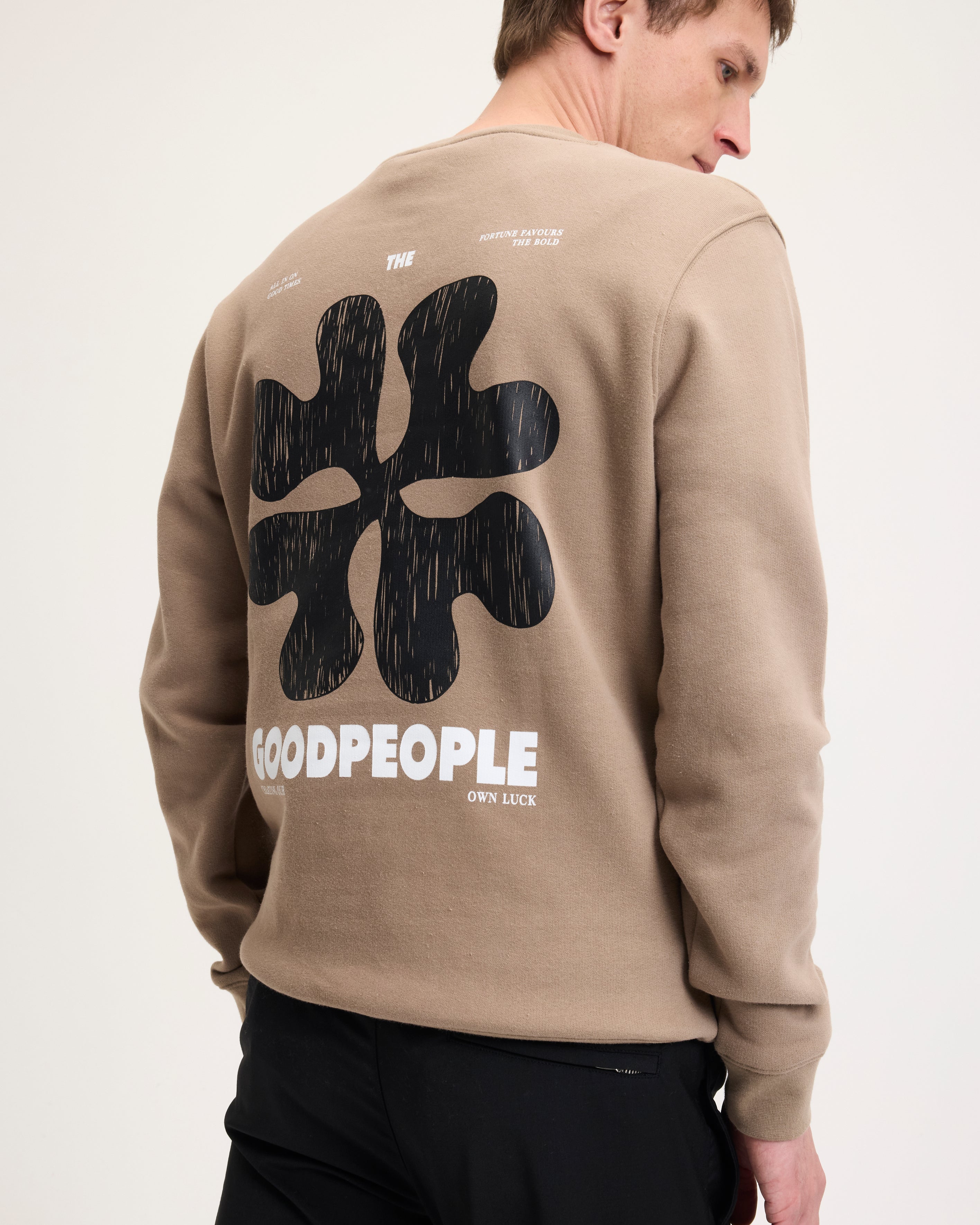 GOODPEOPLE Lito Maglione Cotone Mocca Stampa Dietro