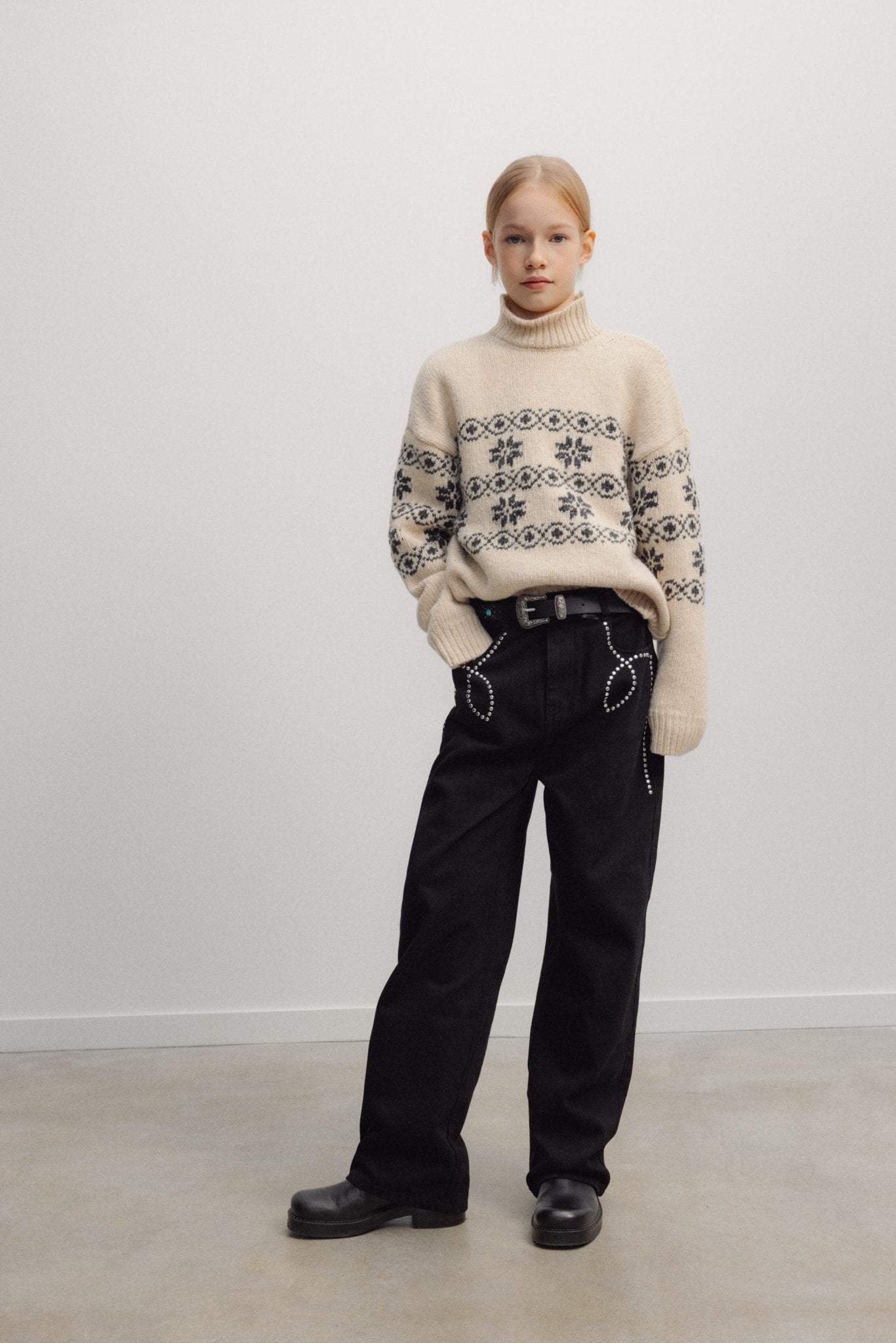 The New Society TNS Denim Teen Studded pantaloni borchie cotone