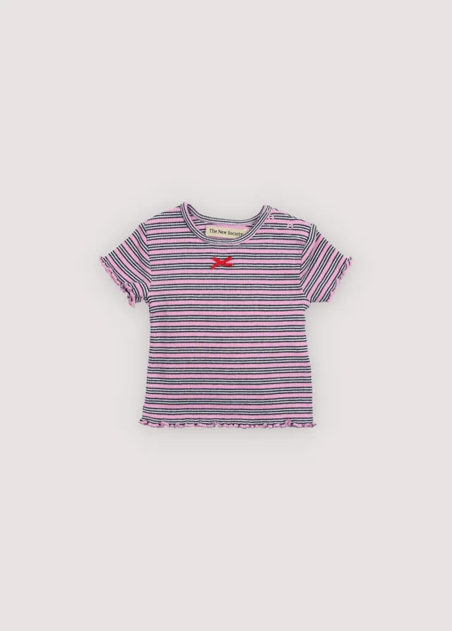 The New Society TNS Baby Tee maglietta cotone rosa righe 6m