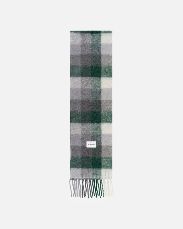 Goodpeople Wool Check sciarpa lana verde grigio melange