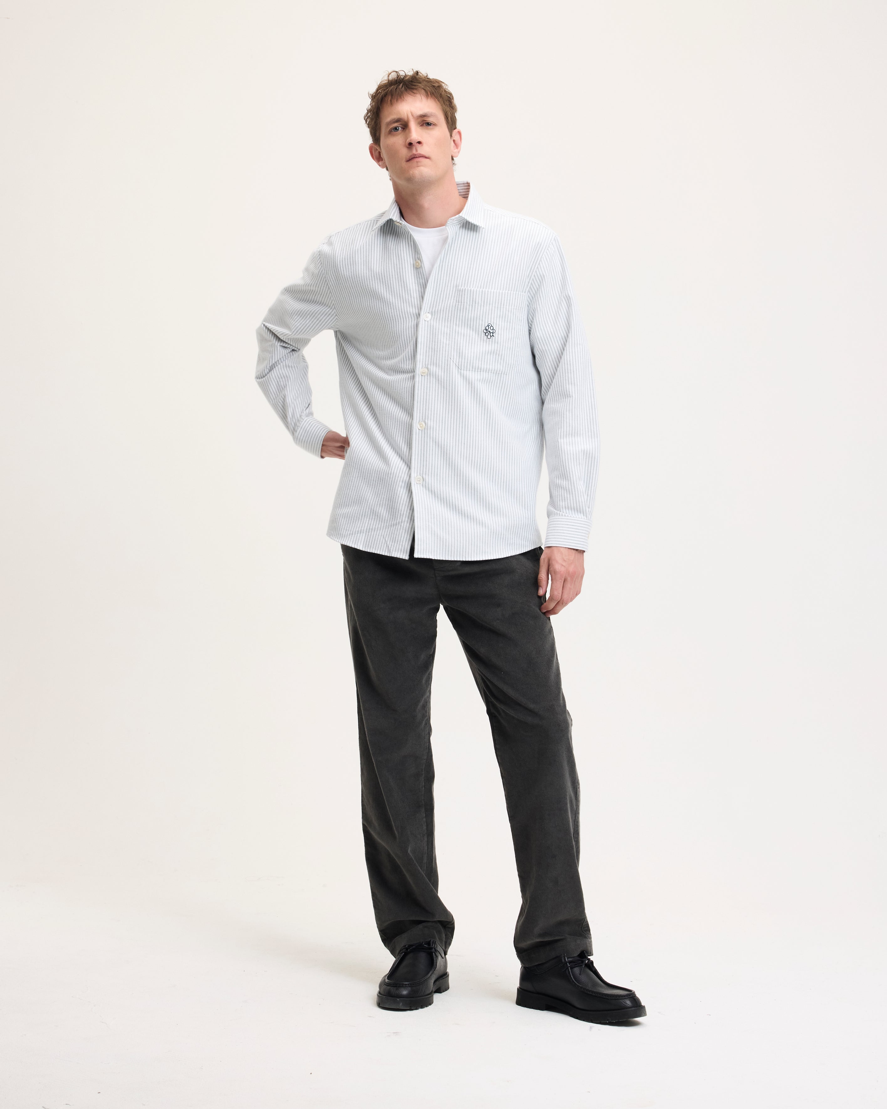 Goodpeople Soy camicia a righe verde cotone