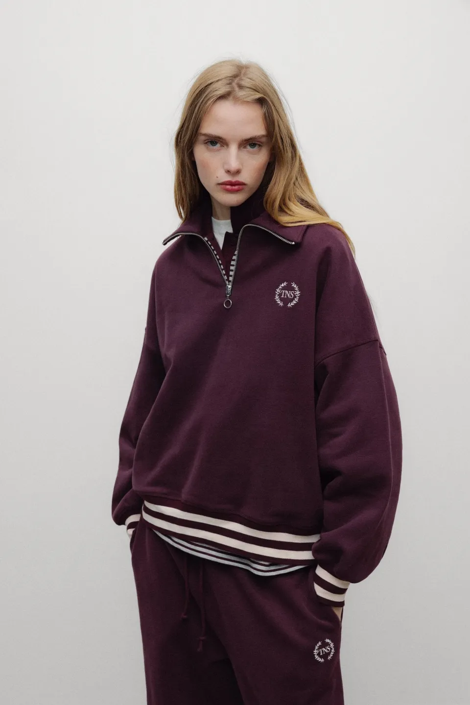 The New Society Mochi polo donna bordeaux cotone