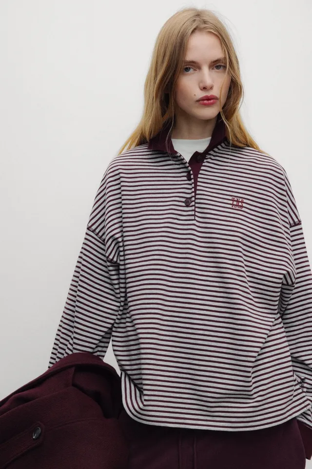 The New Society Ona Polo Winetesting Stripe cotone