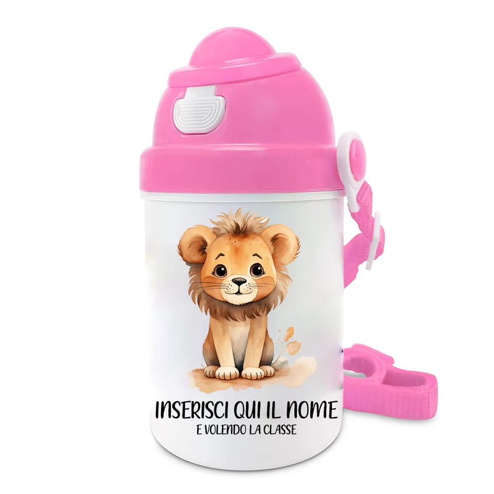 Mr. Gadgets Leone Rosa borraccia bimbi leggera