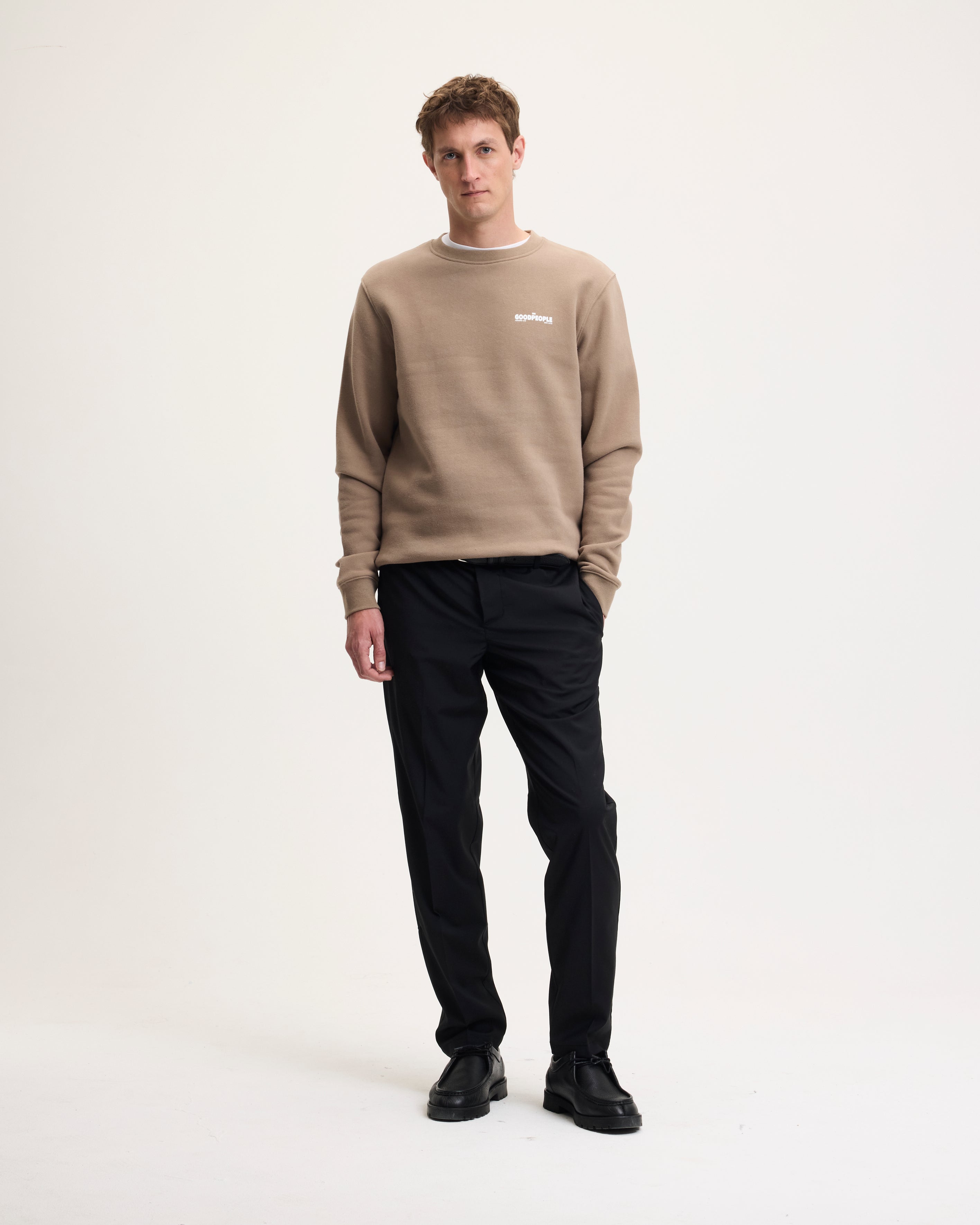 GOODPEOPLE Lito Maglione Cotone Mocca Stampa Dietro