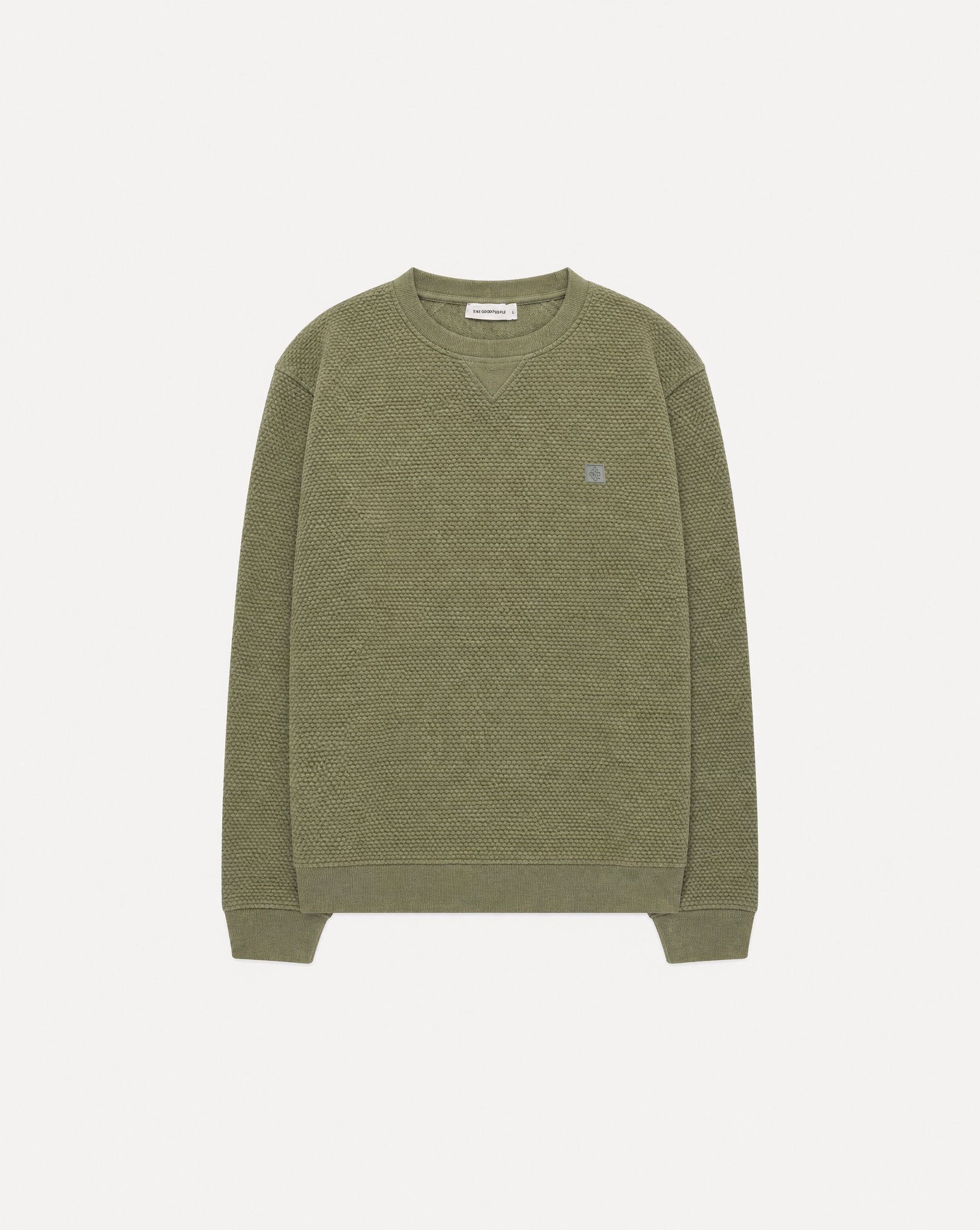 GOODPEOPLE Leroy Rubber Patch maglione cotone verde bosco