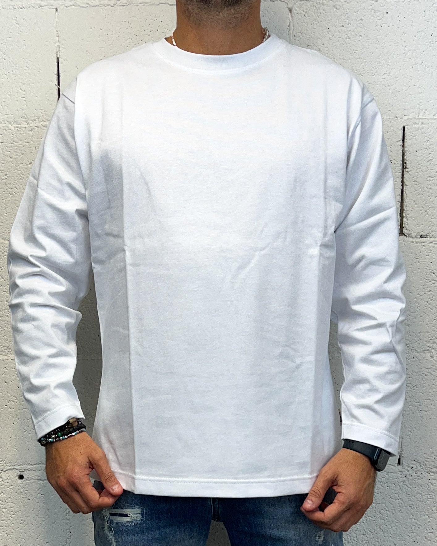 ONLYONE DROPIN maglia manica lunga boxy bianca