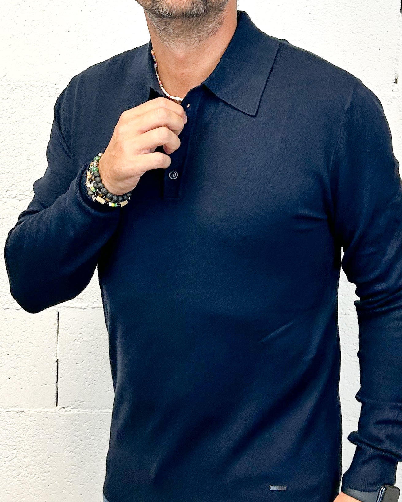 Gianni Lupo Comfort polo manica lunga blu navy