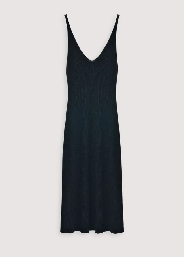 The New Society Gaura abito donna nero coste scollo a V