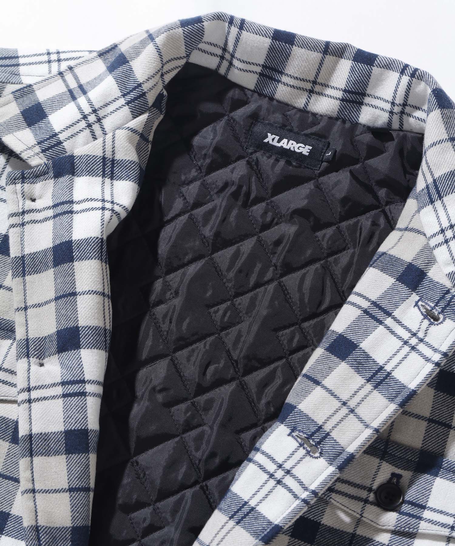 X-Large Quilted Check camicia trapuntata verde flanella