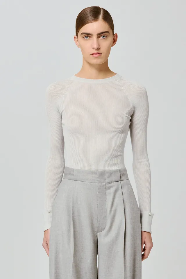 Sa Su Phi maglia girocollo coste cashmere ghiaccio