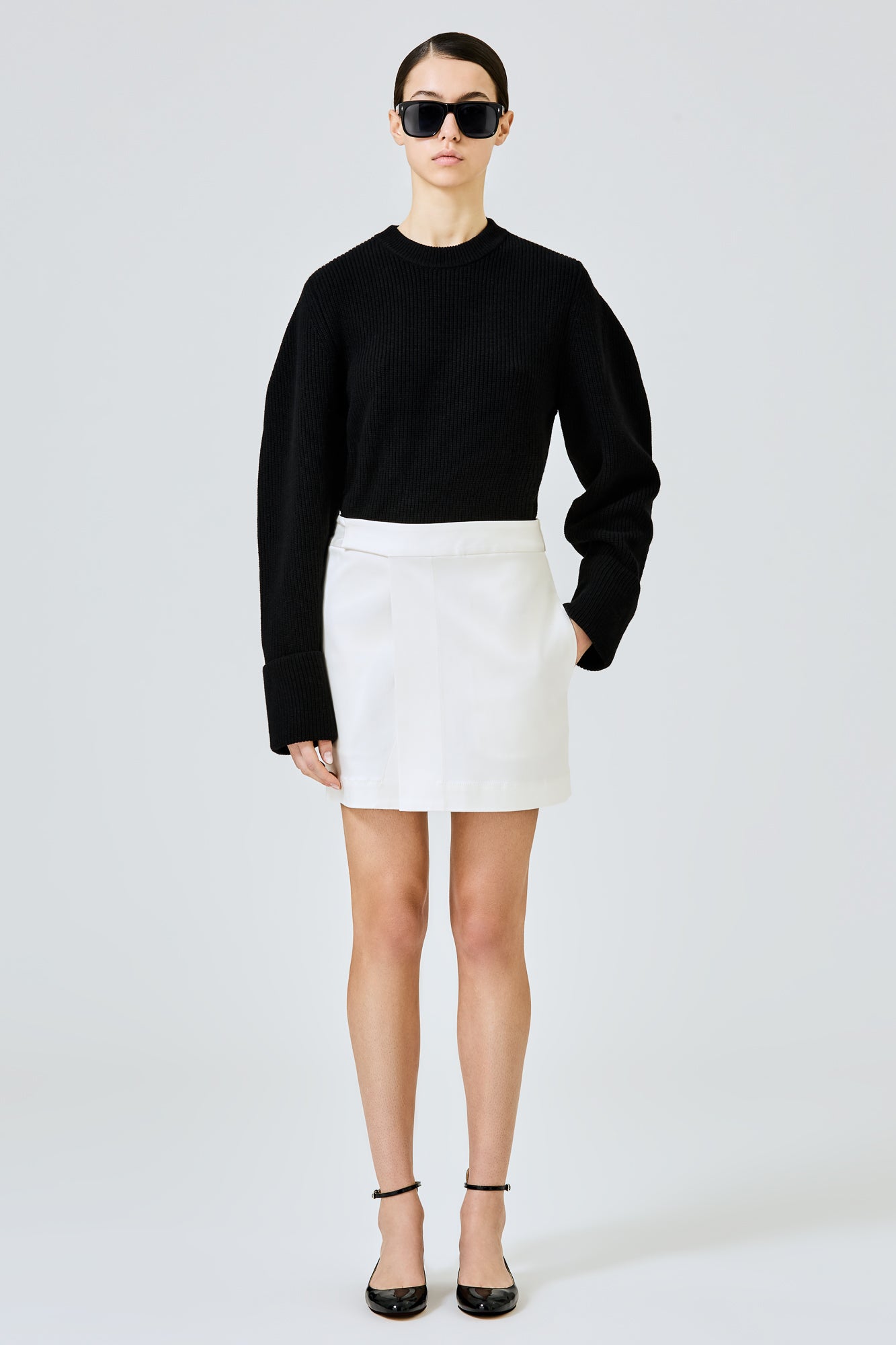 Sa Su Phi maglione nero cashmere doppio polsino