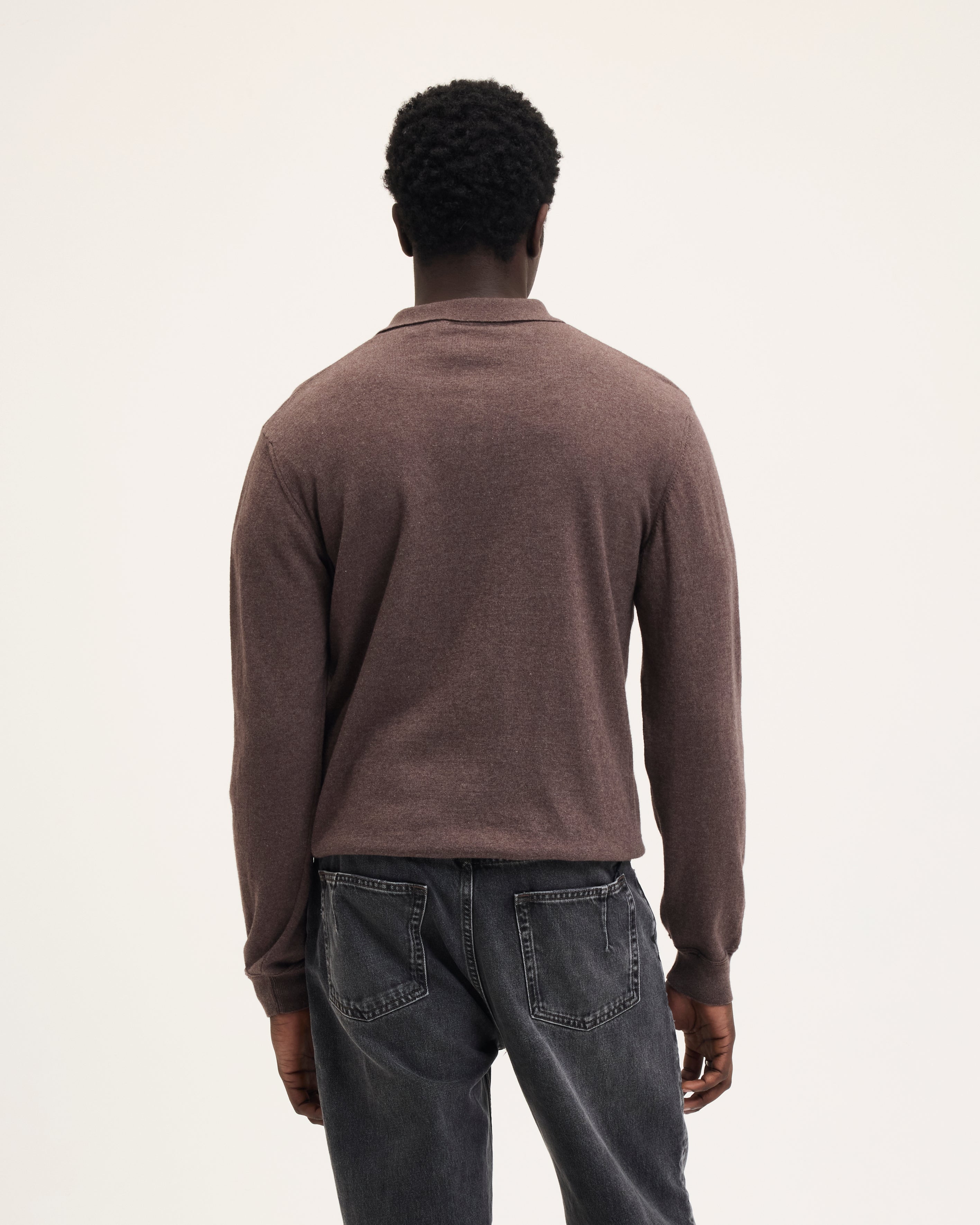 GOODPEOPLE Kario polo maglia manica lunga marrone cioccolato