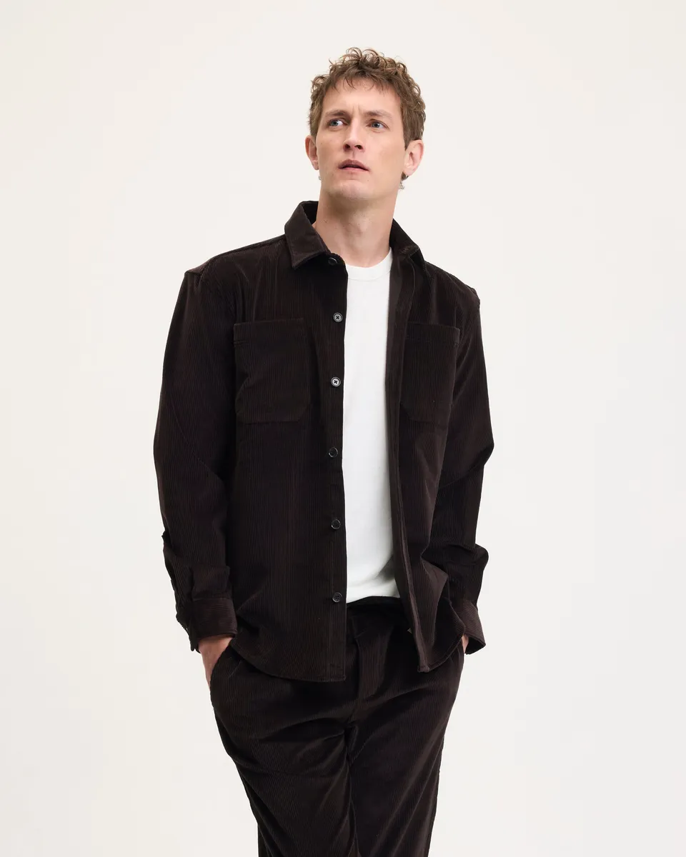 Goodpeople Snewy camicia velluto marrone cioccolato