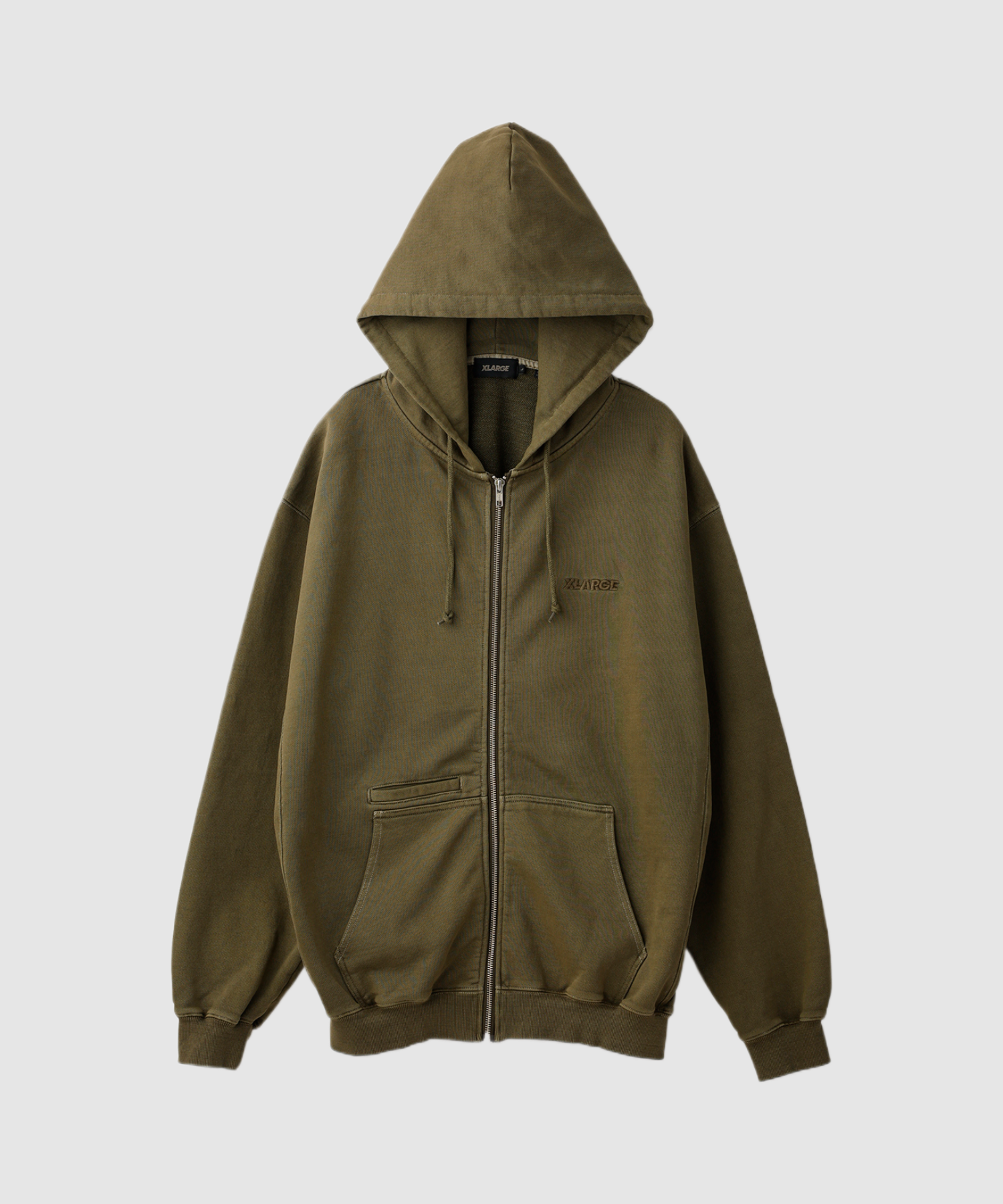 X-Large Pigment Dyed Work felpa zip cappuccio cotone