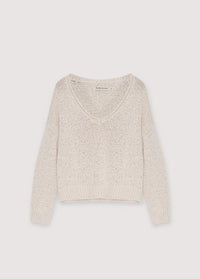 The New Society Alpina Maglione Donna Ecru Scollo V