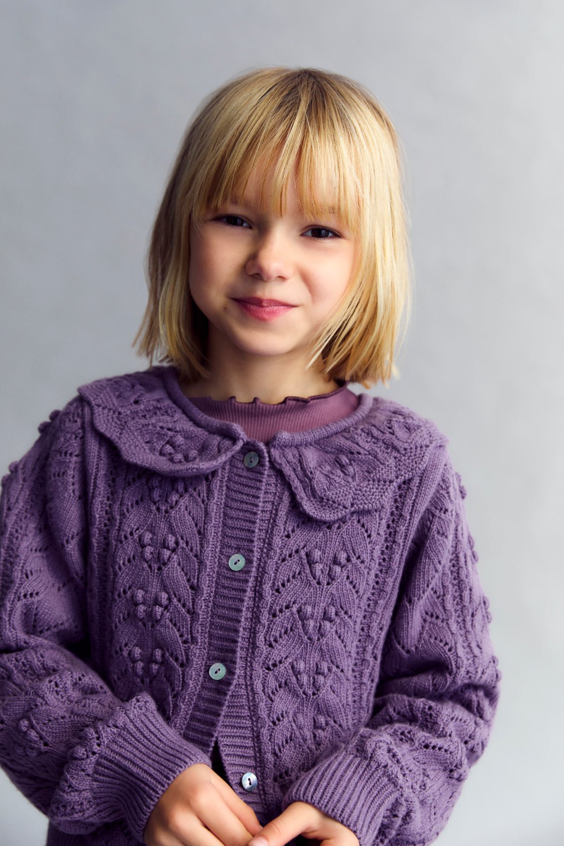 The New Society Lila Grape Bliss cardigan bambina viola