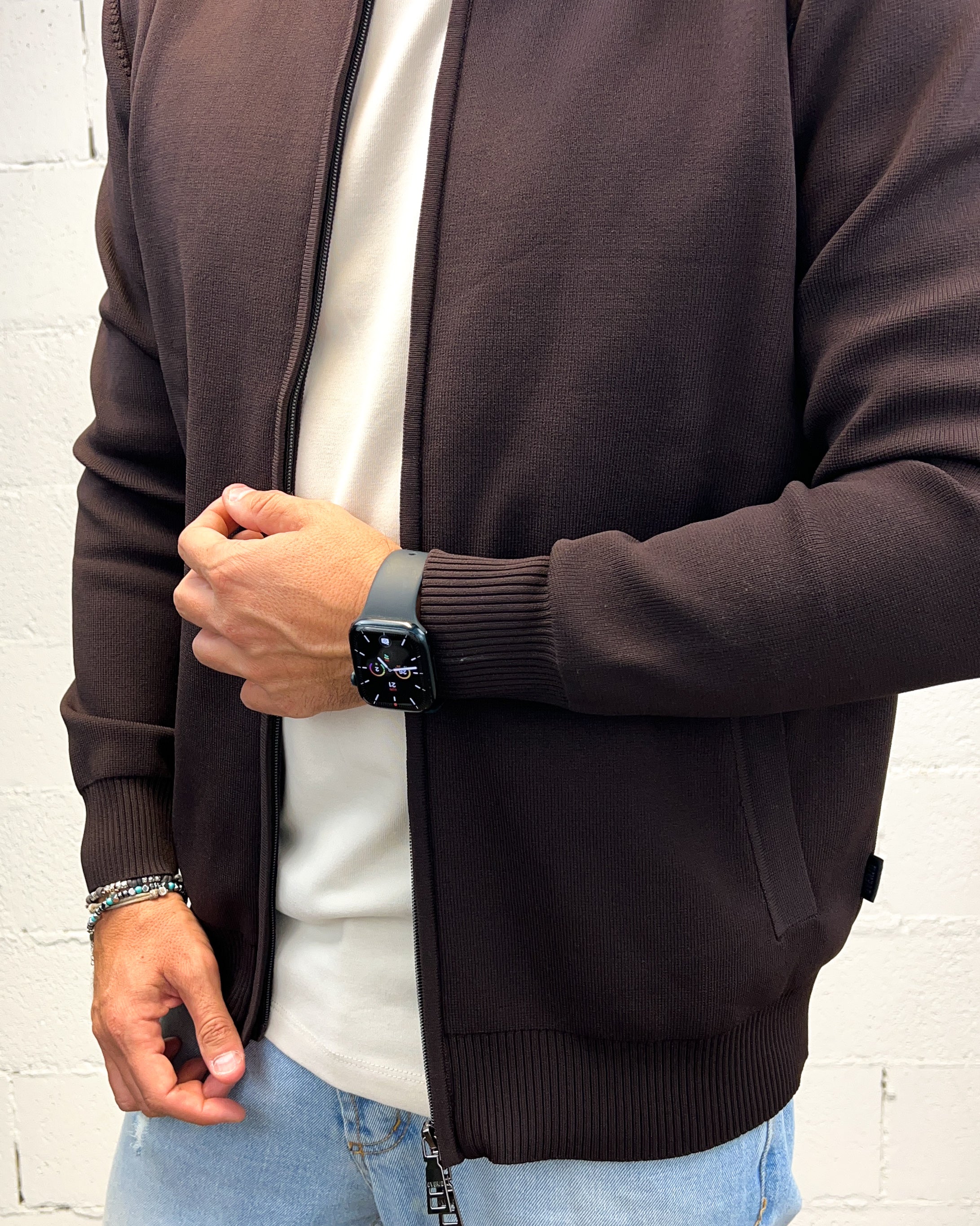 ONLYONE OVER-D Bomber Tasche Filetto maglia moro