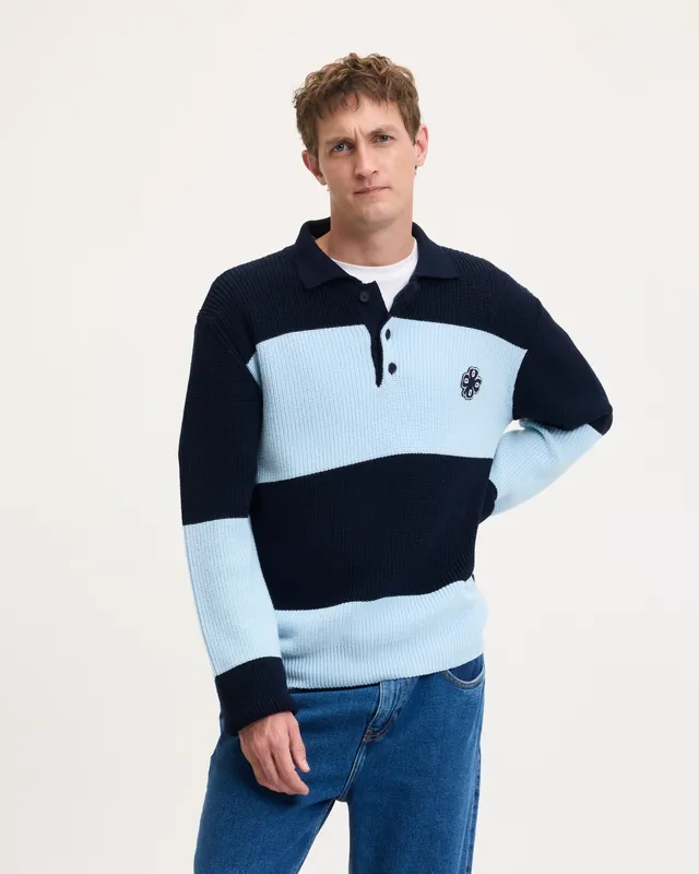 Goodpeople Kjeld polo a righe blu misto lana