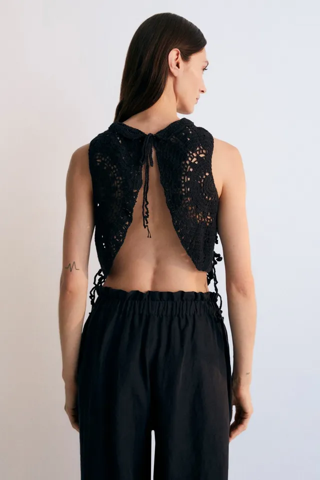 The New Society Olimpia top uncinetto nero