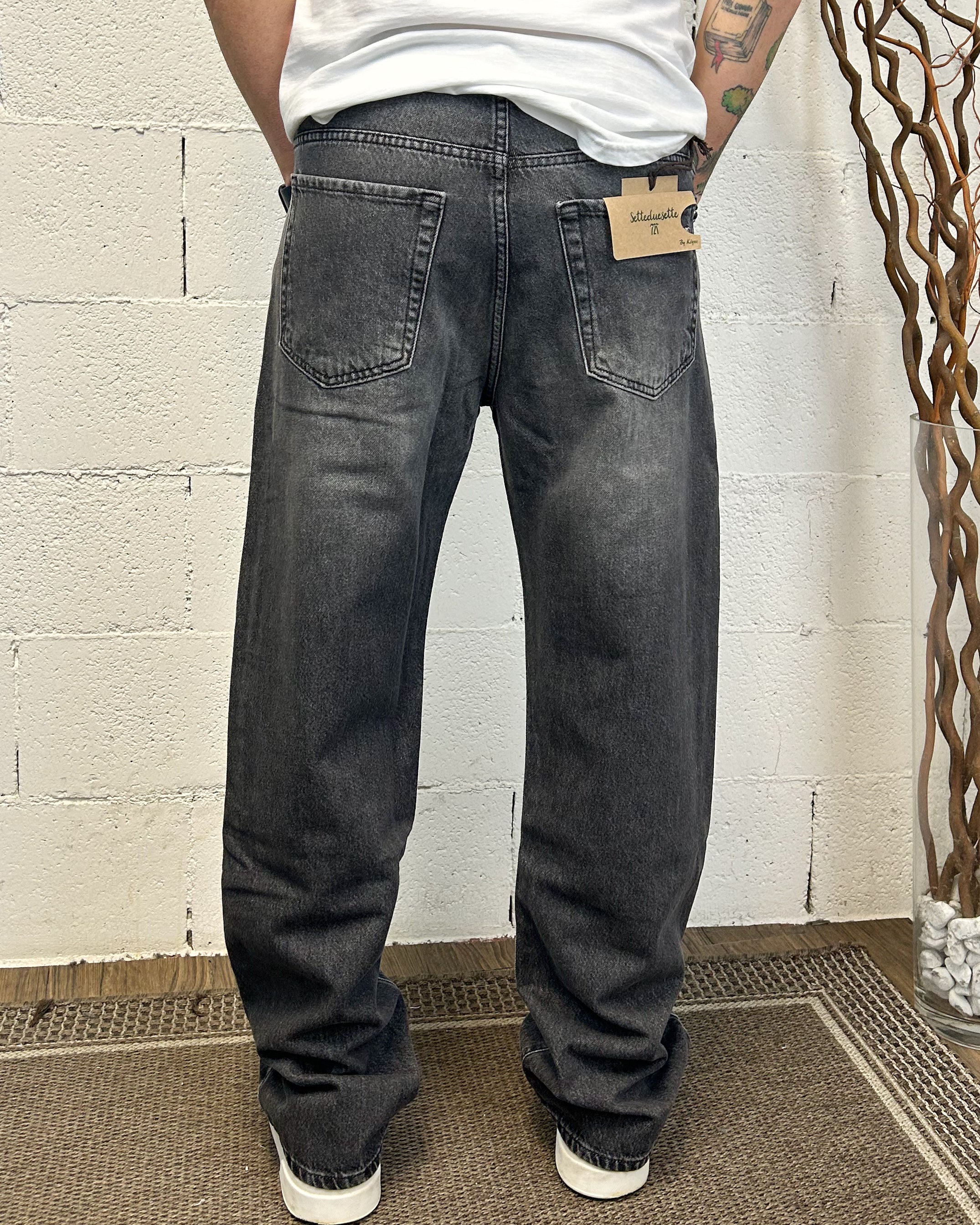 KLIXS 727 Jeans Baggy Grigio Fondo Ampio Regolare