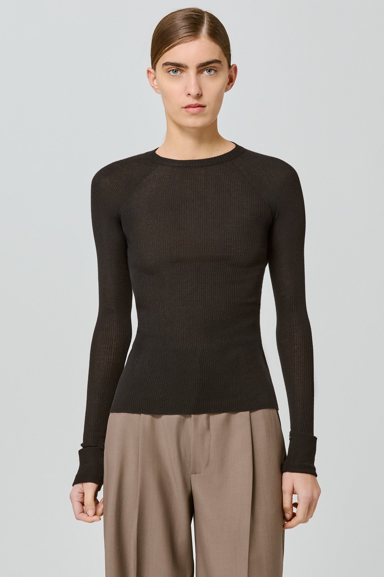 Sa Su Phi maglia a coste maniche lunghe nera cashmere