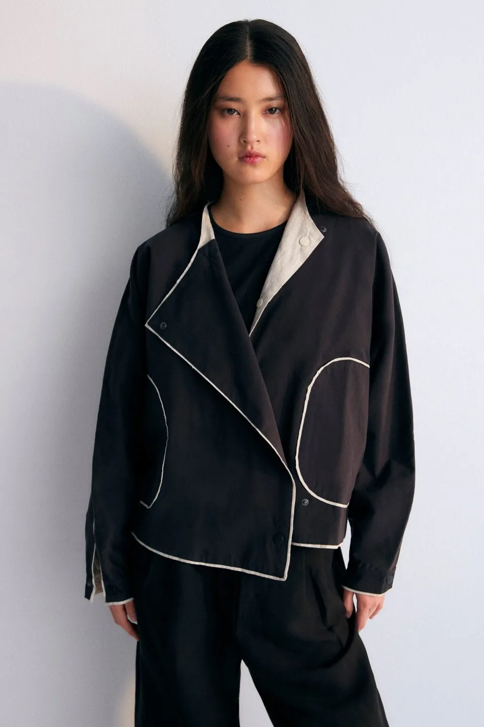 The New Society Morfeo giacca donna Caviar lino reversibile