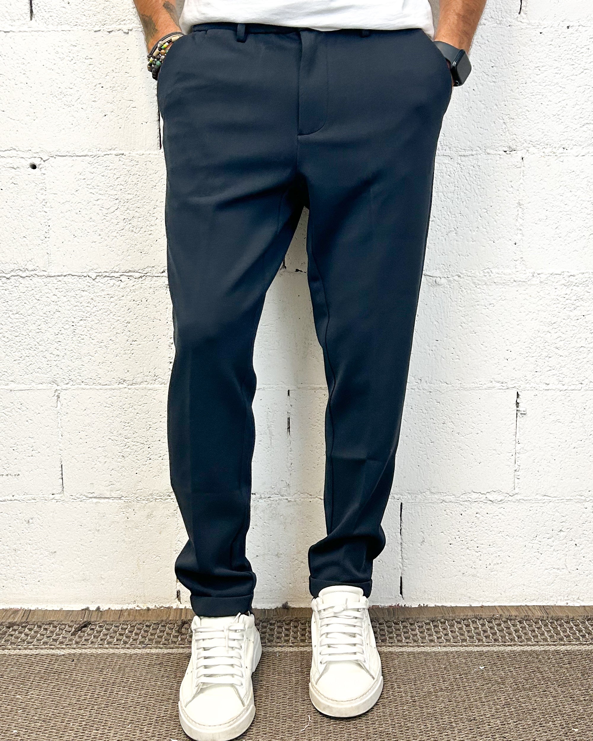 ONLYONE GIANNI LUPO Navy chino capri taglia vera