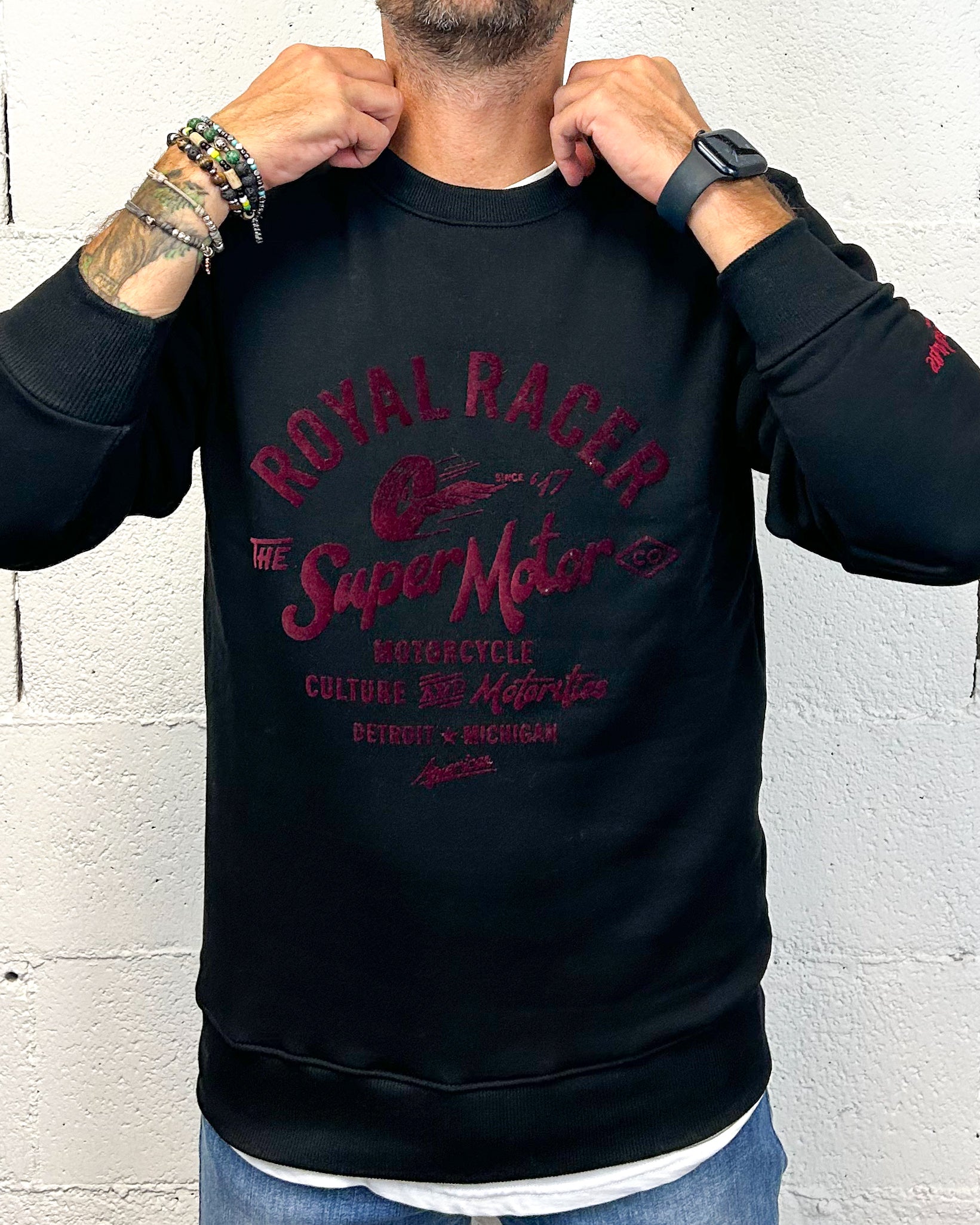 ONLYONE SUPERCULTURE Royal Racer felpa nera vestibilità regolare