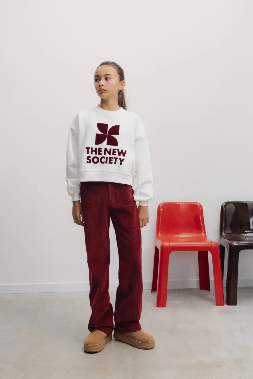 The New Society TNS Logo felpa teen Whisper White cotone