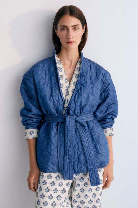The New Society Eleni giacca reversibile lino fantasia