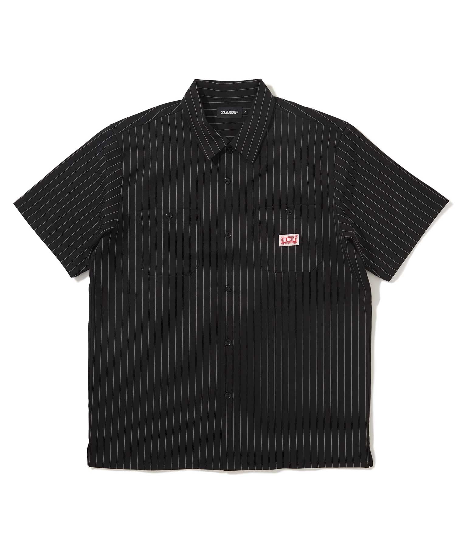 X-Large S/S Stripe Work camicia a righe nero