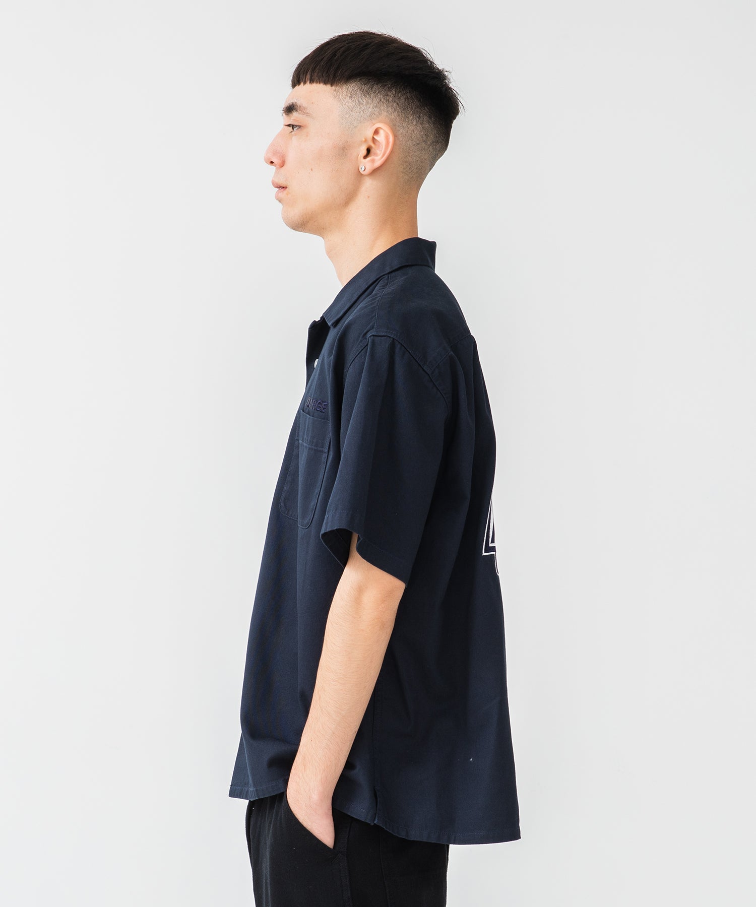 X-Large S/S OG Open Collar camicia bianca