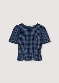 The New Society Jasmine top donna quadretti blu cotone