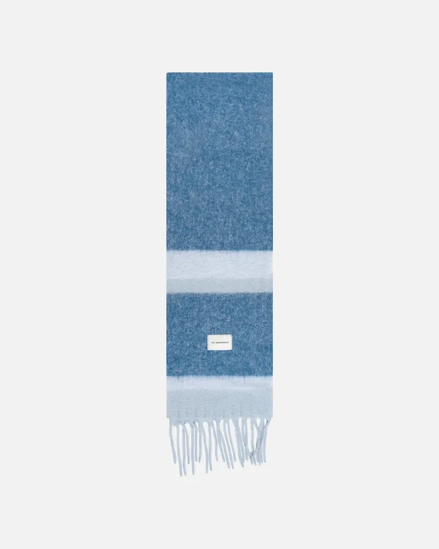 GOODPEOPLE Wool Stripe sciarpa lana blu