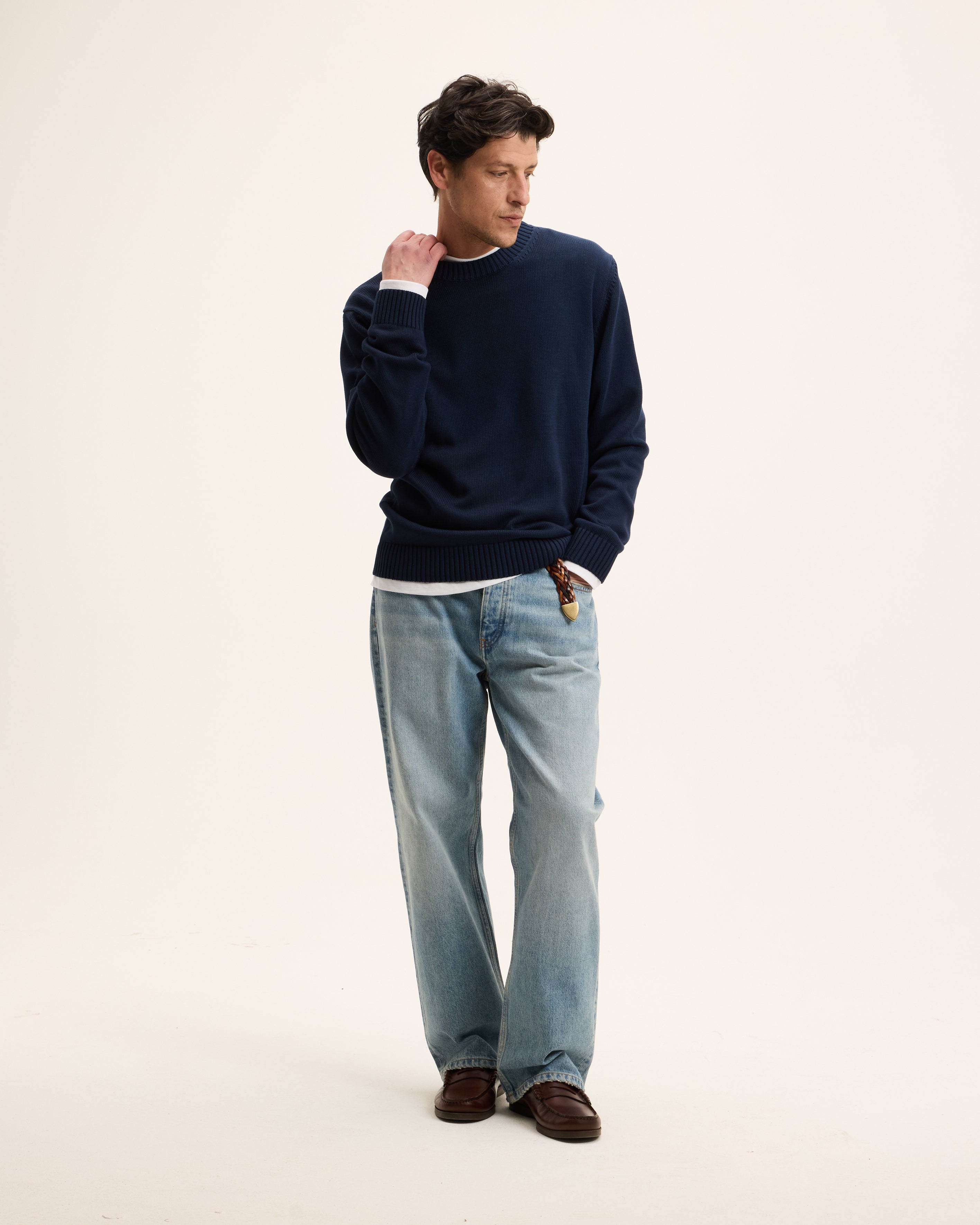 GOODPEOPLE Kid maglione girocollo cotone navy
